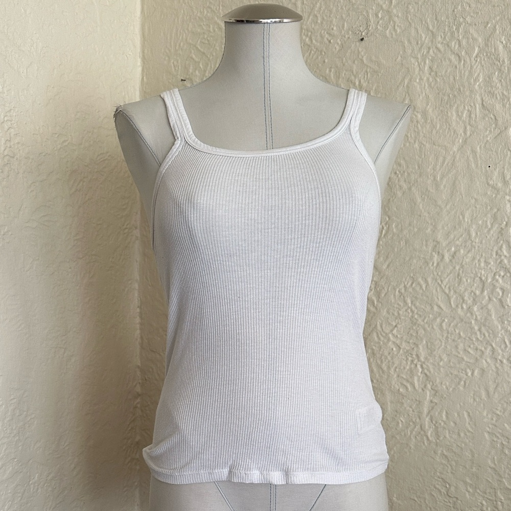 Aritzia the Group Babaton Apollo White Ribbed Tank Top Medium